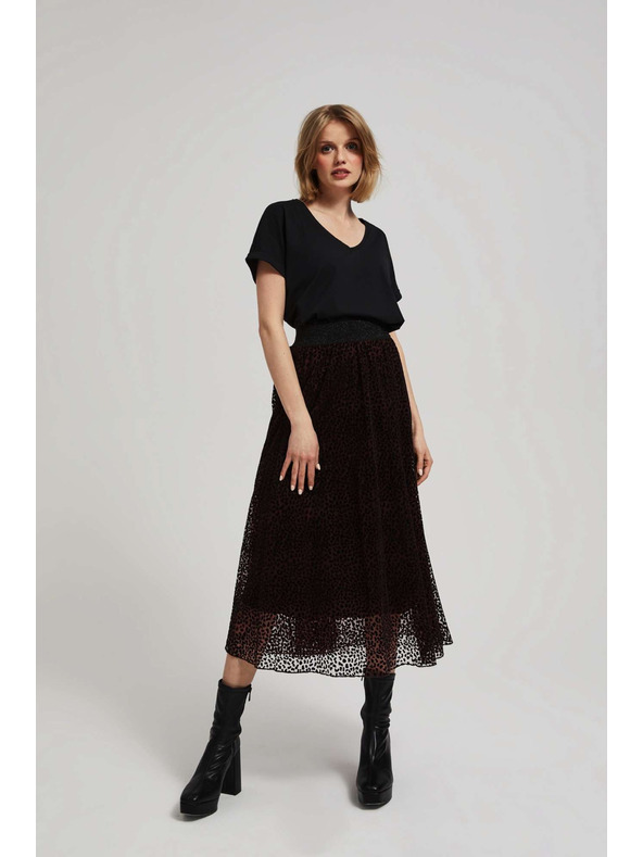 Moodo Rozšírená midi sukňa gaštanová Moodo