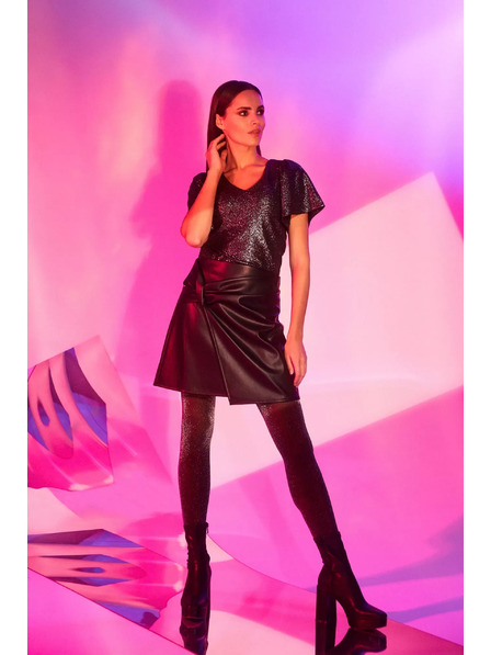 Moodo Áčková sukňa z imitácie kože čierna Moodo