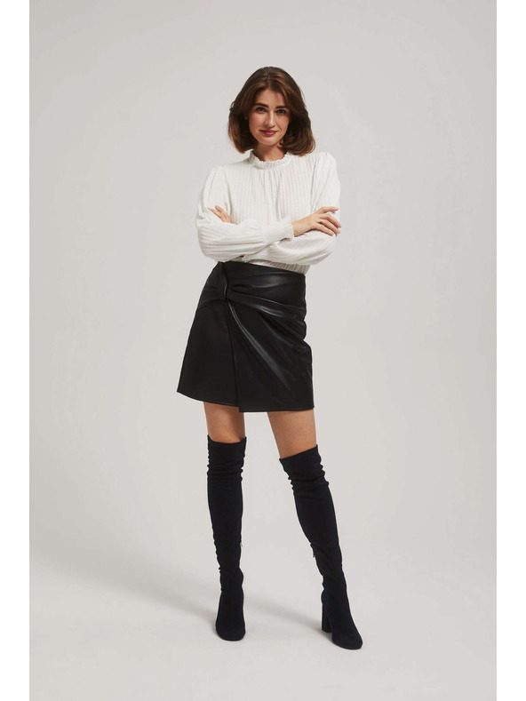Moodo Áčková sukňa z imitácie kože čierna Moodo