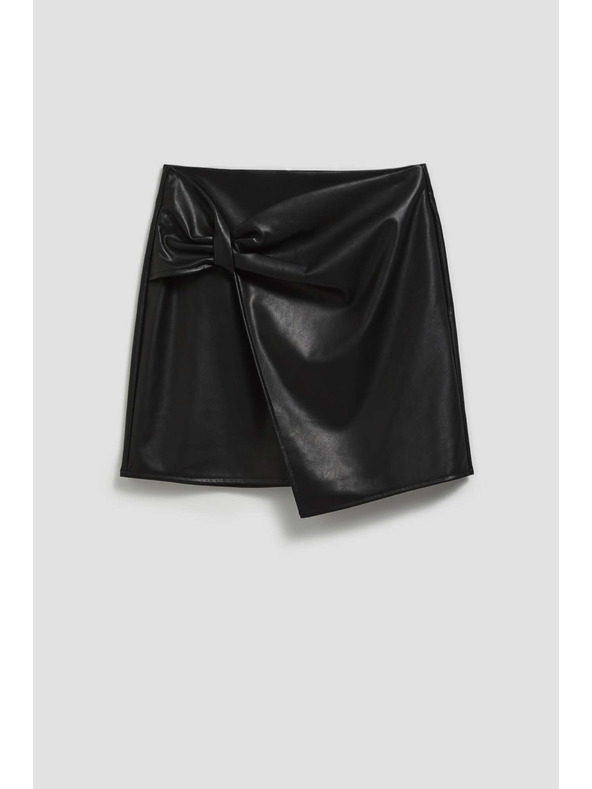 Moodo Áčková sukňa z imitácie kože čierna Moodo