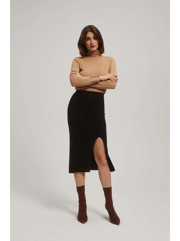 Moodo Tužková midi sukňa s rozparkom čierna Moodo