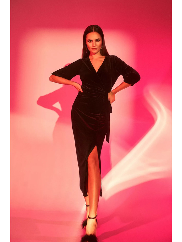 Moodo Zamatová sukňa s rozparkom Moodo