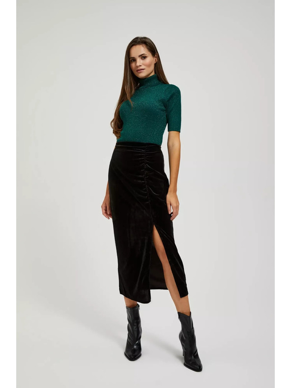 Moodo Zamatová sukňa s rozparkom Moodo