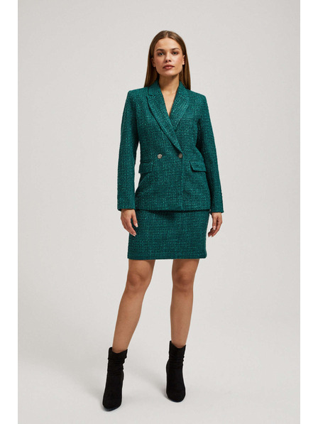 Moodo Sukňa v tvídovom štýle s ozdobnými gombíkmi smaragdová Moodo