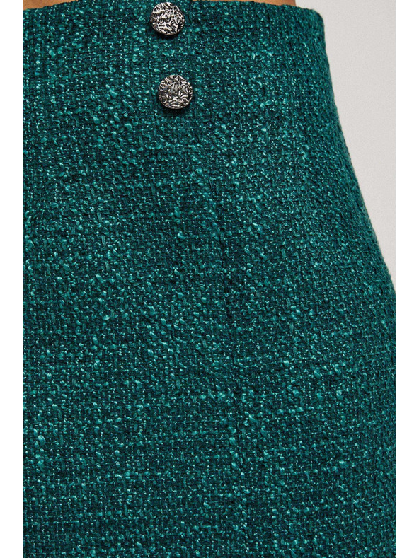Moodo Sukňa v tvídovom štýle s ozdobnými gombíkmi smaragdová Moodo