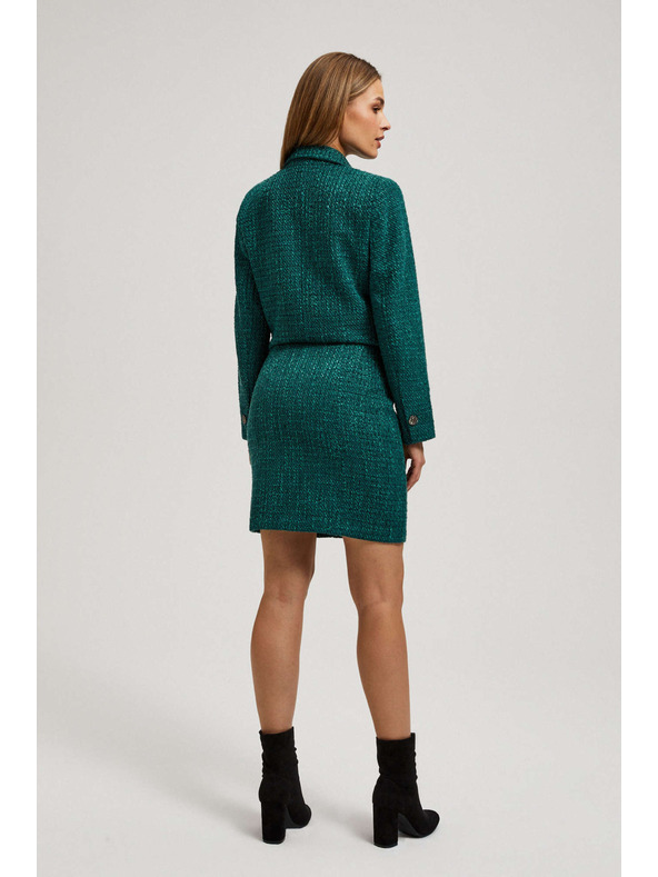 Moodo Sukňa v tvídovom štýle s ozdobnými gombíkmi smaragdová Moodo