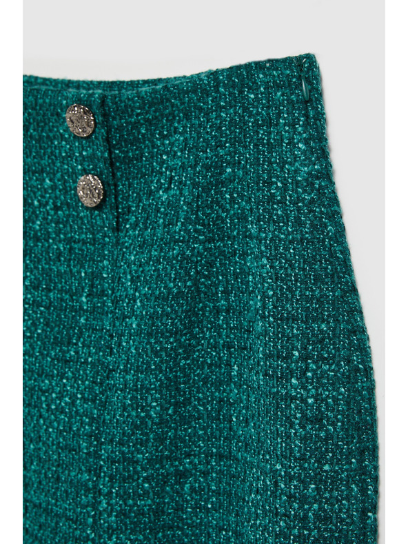 Moodo Sukňa v tvídovom štýle s ozdobnými gombíkmi smaragdová Moodo