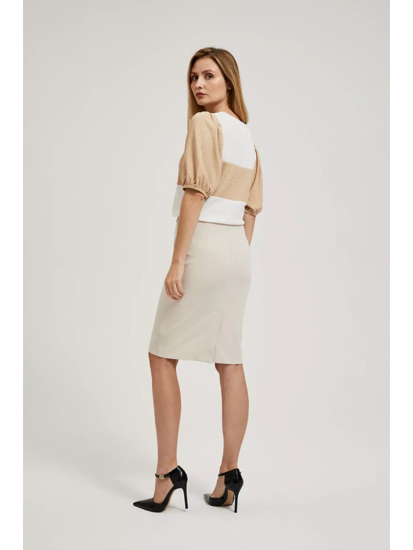 Moodo Hladká tužková sukňa po kolená béžová Moodo
