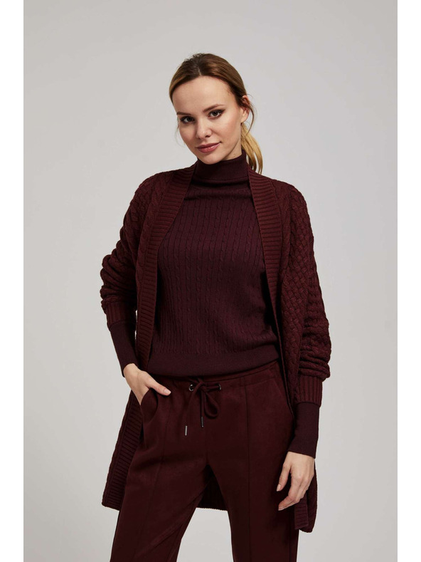 Moodo Dlhý kardigán gaštanový Moodo