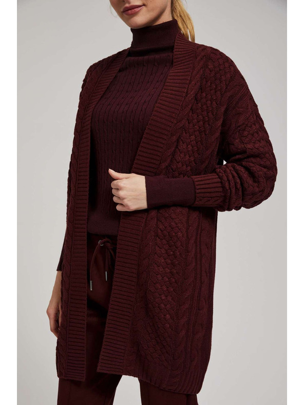 Moodo Dlhý kardigán gaštanový Moodo