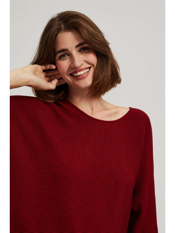 Moodo Sveter netopierieho strihu vínový Moodo