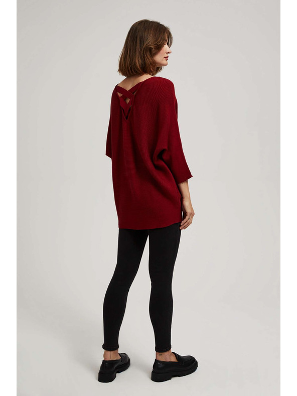 Moodo Sveter netopierieho strihu vínový Moodo