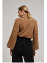 Moodo Sveter so stojačkou a nadýchanými rukávmi tmavo béžový Moodo