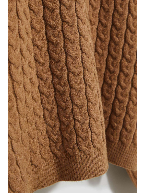 Moodo Sveter so stojačkou a nadýchanými rukávmi tmavo béžový Moodo