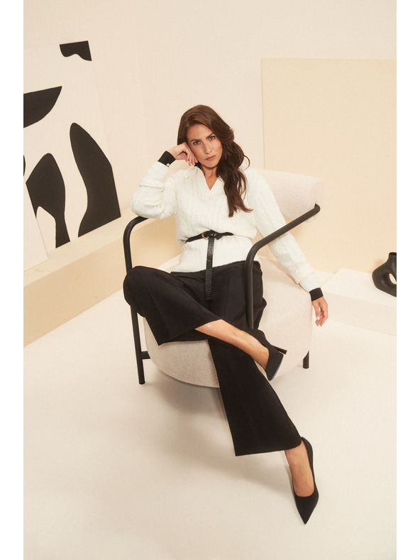 Moodo Sveter s výstrihom do V a golierom Moodo