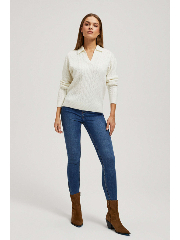 Moodo Sveter s výstrihom do V a golierom Moodo