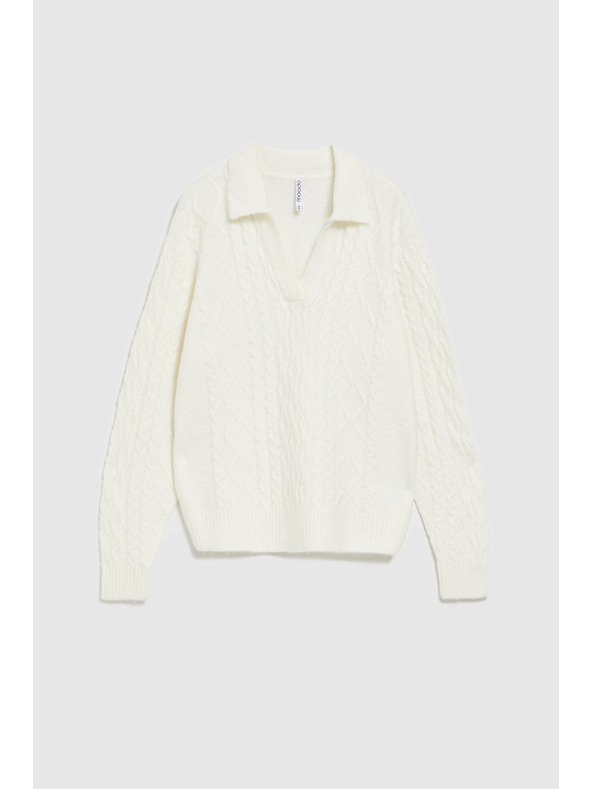 Moodo Sveter s výstrihom do V a golierom Moodo