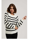 Moodo Perleťovo-čierny sveter s pruhmi a okrúhlym výstrihom Moodo