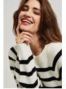Moodo Perleťovo-čierny sveter s pruhmi a okrúhlym výstrihom Moodo
