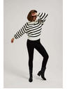 Moodo Perleťovo-čierny sveter s pruhmi a okrúhlym výstrihom Moodo