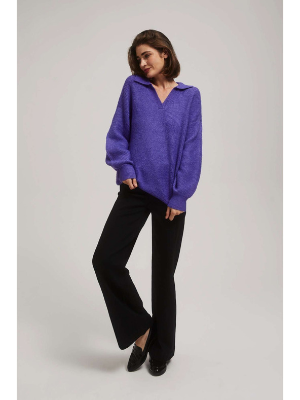 Moodo Sveter s výstrihom do V fialový Moodo