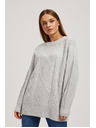 Moodo Sveter s ozdobným pletencom svetlo sivý Moodo