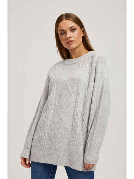 Moodo Sveter s ozdobným pletencom svetlo sivý Moodo