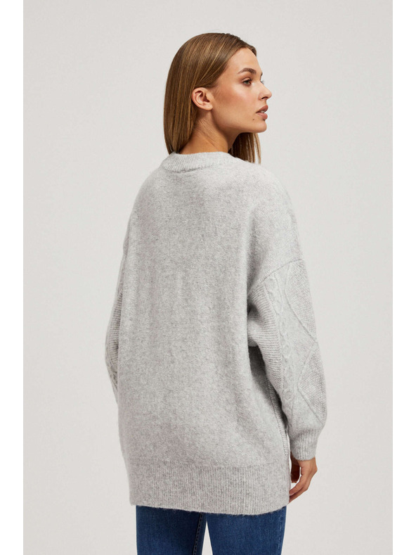Moodo Sveter s ozdobným pletencom svetlo sivý Moodo