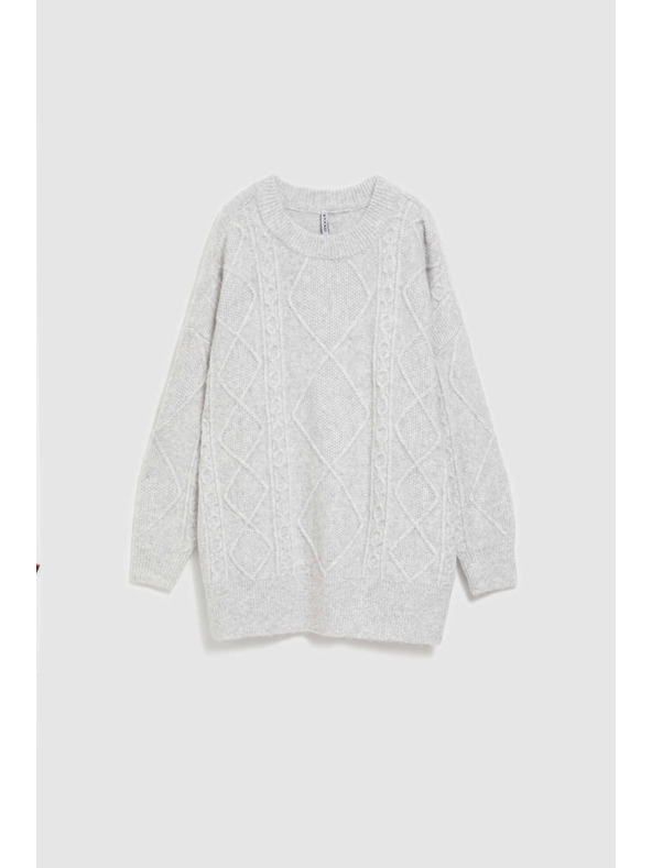 Moodo Sveter s ozdobným pletencom svetlo sivý Moodo