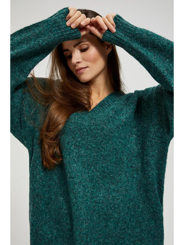 Moodo Hladký sveter s výstrihom do V Moodo