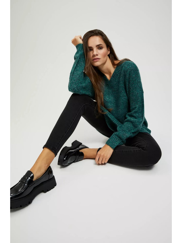 Moodo Hladký sveter s výstrihom do V Moodo