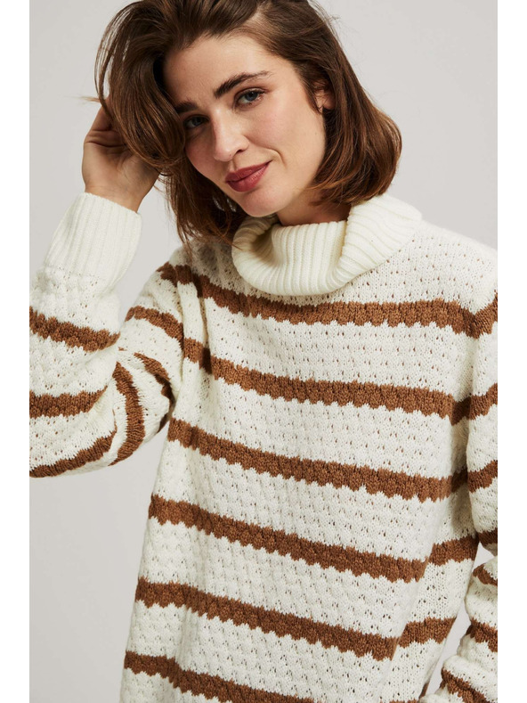 Moodo Sveter s pruhmi a stojačkou Moodo