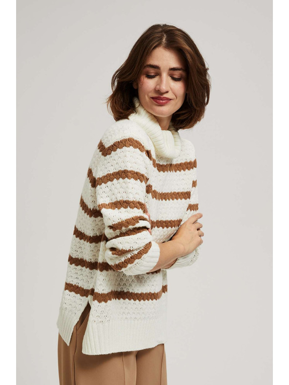 Moodo Sveter s pruhmi a stojačkou Moodo