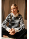 Moodo Sveter so stojačkou čierno-biely Moodo