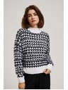 Moodo Sveter so stojačkou čierno-biely Moodo