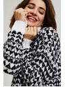 Moodo Sveter so stojačkou čierno-biely Moodo