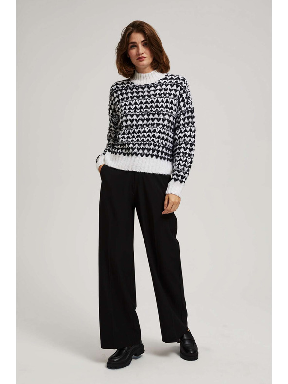 Moodo Sveter so stojačkou čierno-biely Moodo
