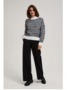 Moodo Sveter so stojačkou čierno-biely Moodo