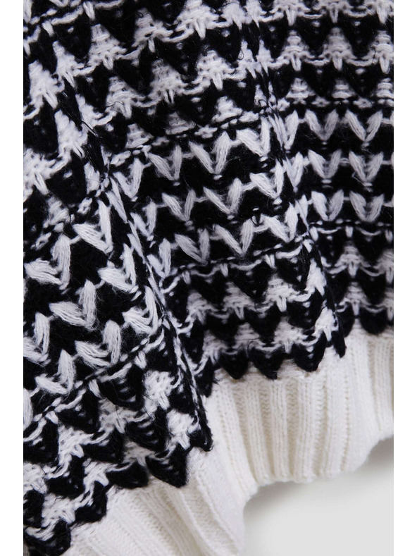 Moodo Sveter so stojačkou čierno-biely Moodo