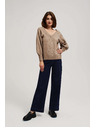 Moodo Sveter s výstrihom do V tmavo béžový Moodo