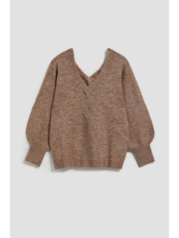 Moodo Sveter s výstrihom do V tmavo béžový Moodo