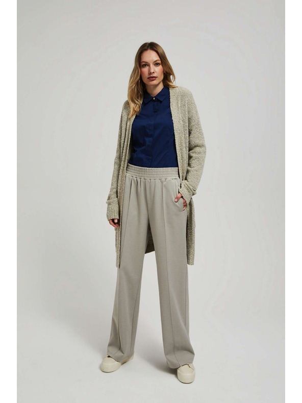 Moodo Dlhý kardigán s vreckami pieskovej farby Moodo