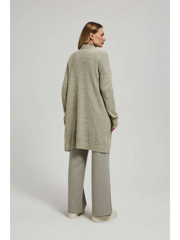 Moodo Dlhý kardigán s vreckami pieskovej farby Moodo