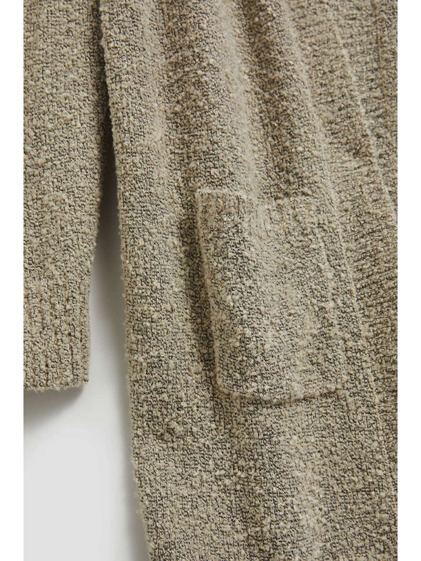 Moodo Dlhý kardigán s vreckami pieskovej farby Moodo