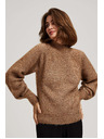 Moodo Sveter so stojačkou zdobený metalickou niťou béžový Moodo