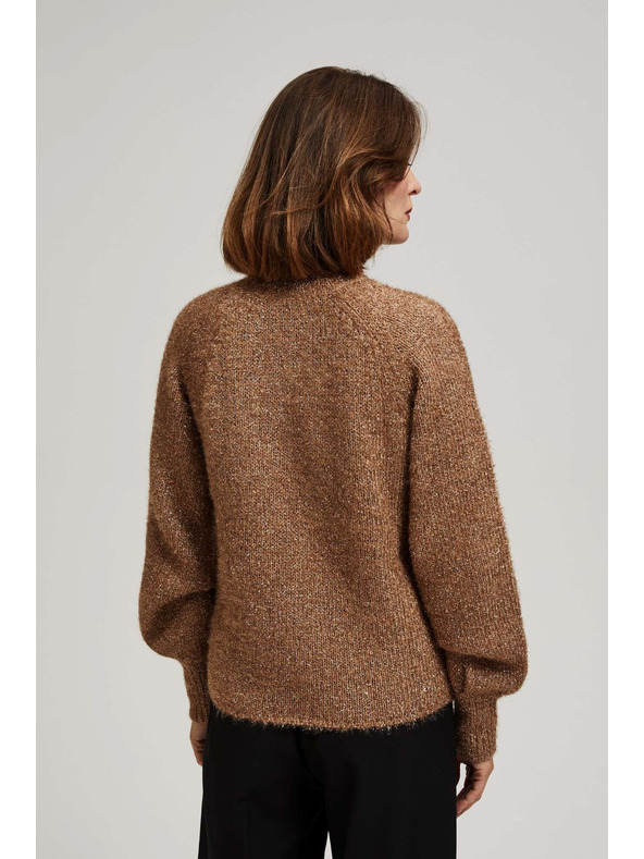 Moodo Sveter so stojačkou zdobený metalickou niťou béžový Moodo