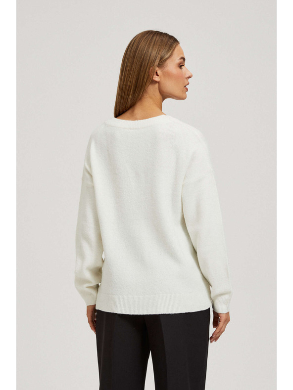 Moodo Sveter s výstrihom do V s perlami Moodo