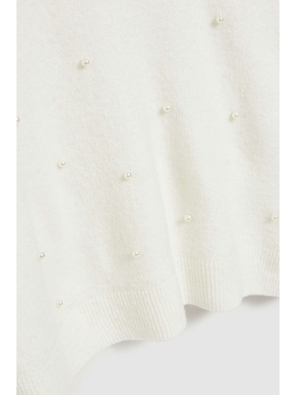 Moodo Sveter s výstrihom do V s perlami Moodo