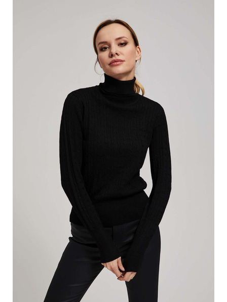 Moodo Tenký sveter so stojačkou čierny Moodo