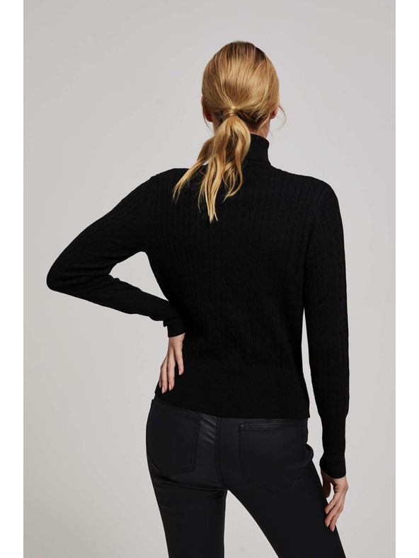 Moodo Tenký sveter so stojačkou čierny Moodo